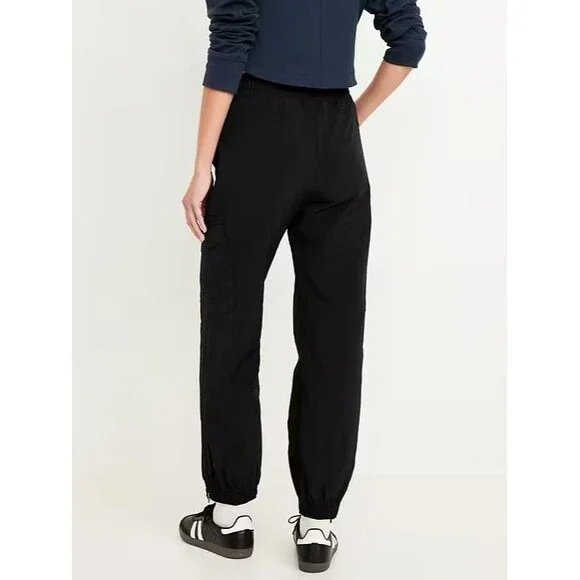 Old Navy Ankle-Zip Cargo Joggers Womens S Petite Black Quick Dry Nylon NEW - Picture 2 of 11